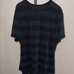 Lululemon Black and Blue Striped Short Sleeve Tee